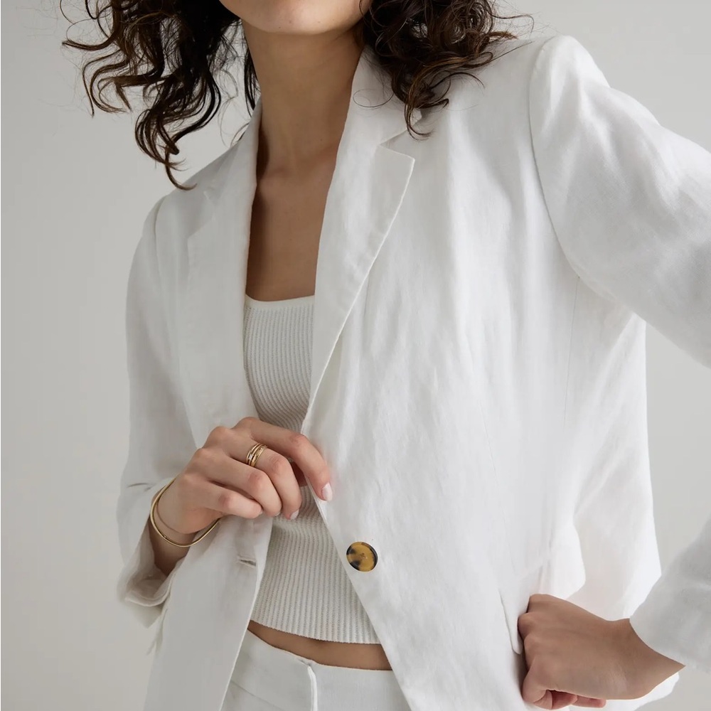 NWT Quince 100% European Linen Structured Women’s White Blazer